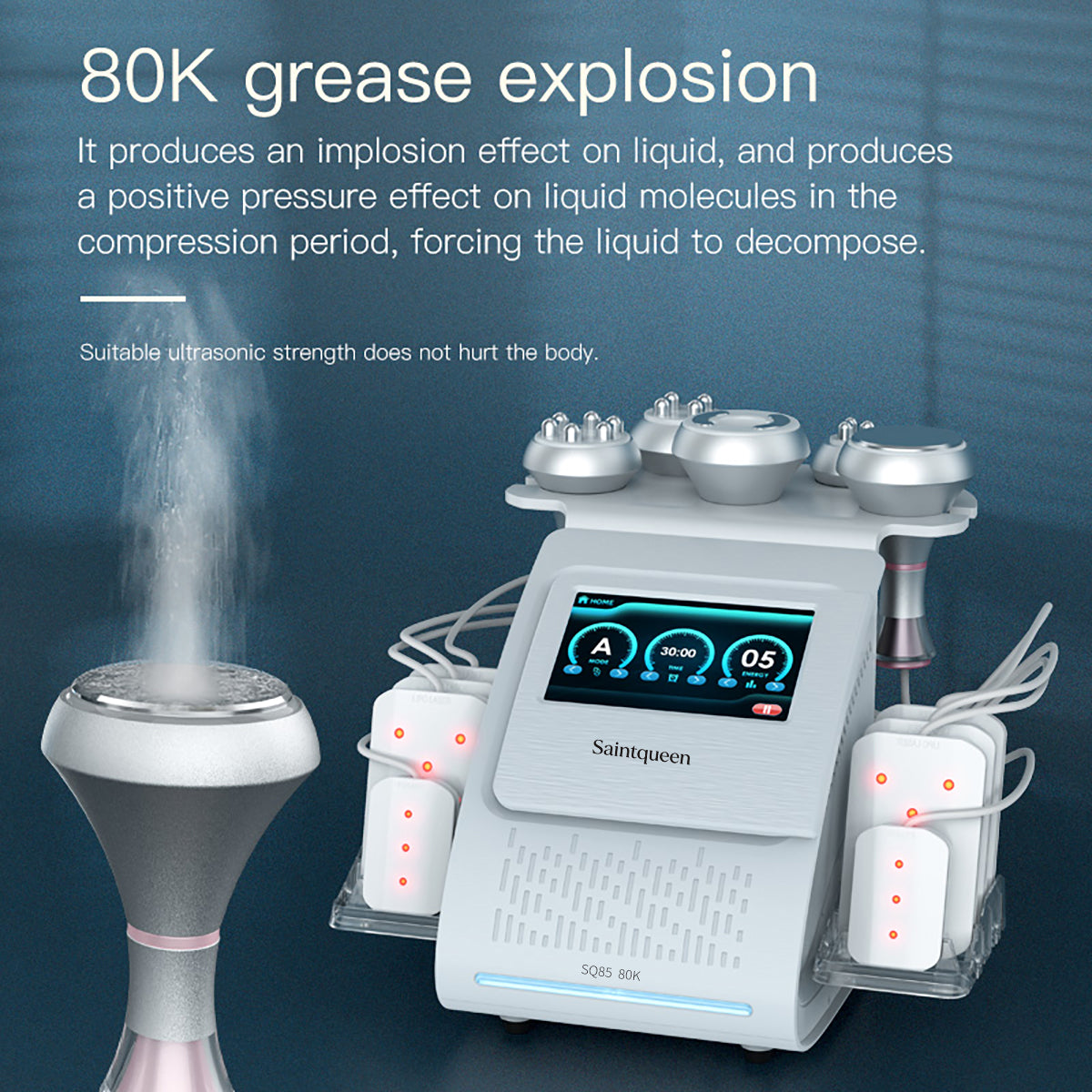 SQ85C Pro | מכשיר קוויטציה 80K ו-RF, ‏6 ב-1 עם רפידות לייזר